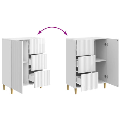 Credenza Bianco Lucido 66 x 34,5 x 90 cm Legno ingegnerizzato