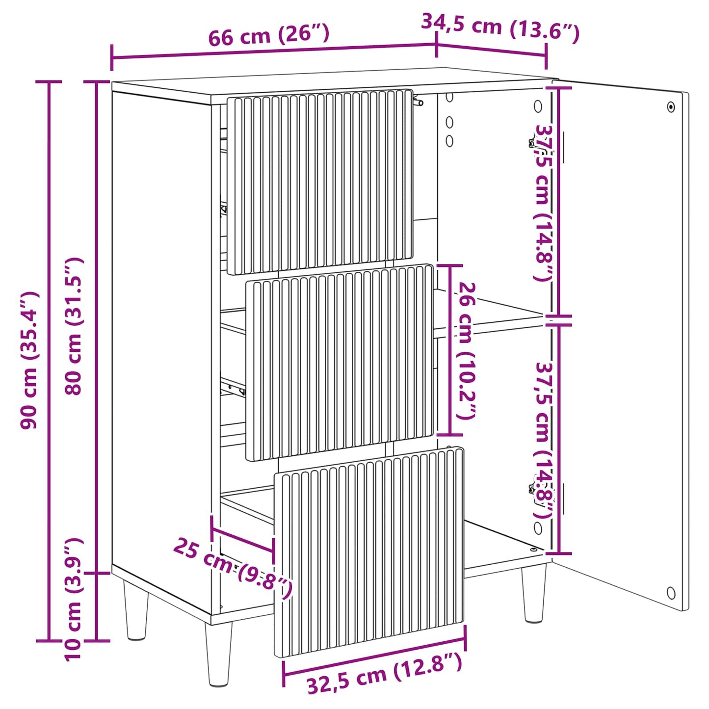 Credenza Rovere Fumo 66 x 34,5 x 90 cm Legno ingegnerizzato