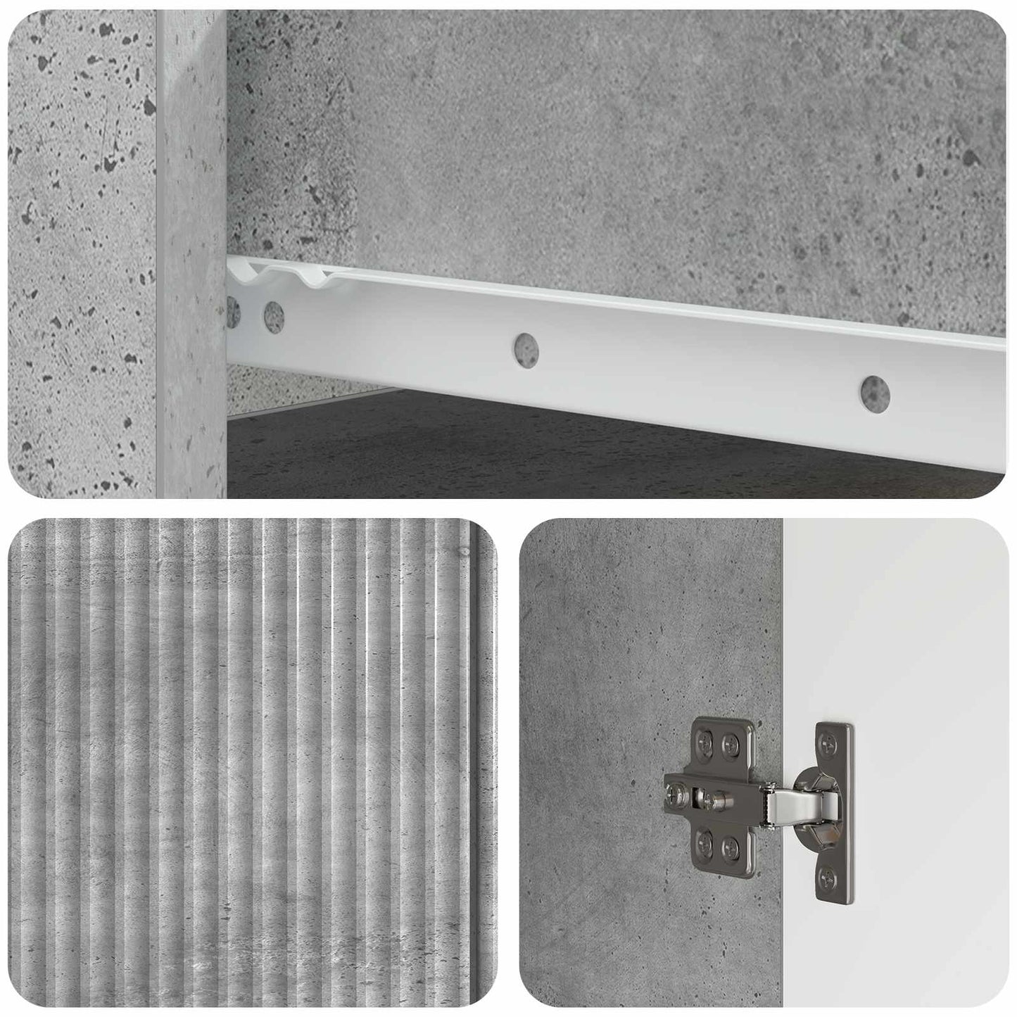 Credenza Grigio Cemento 66 x 34,5 x 90 cm Legno ingegnerizzato