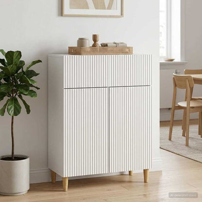 Credenza Bianco Lucido 66 x 34,5 x 90 cm Legno ingegnerizzato