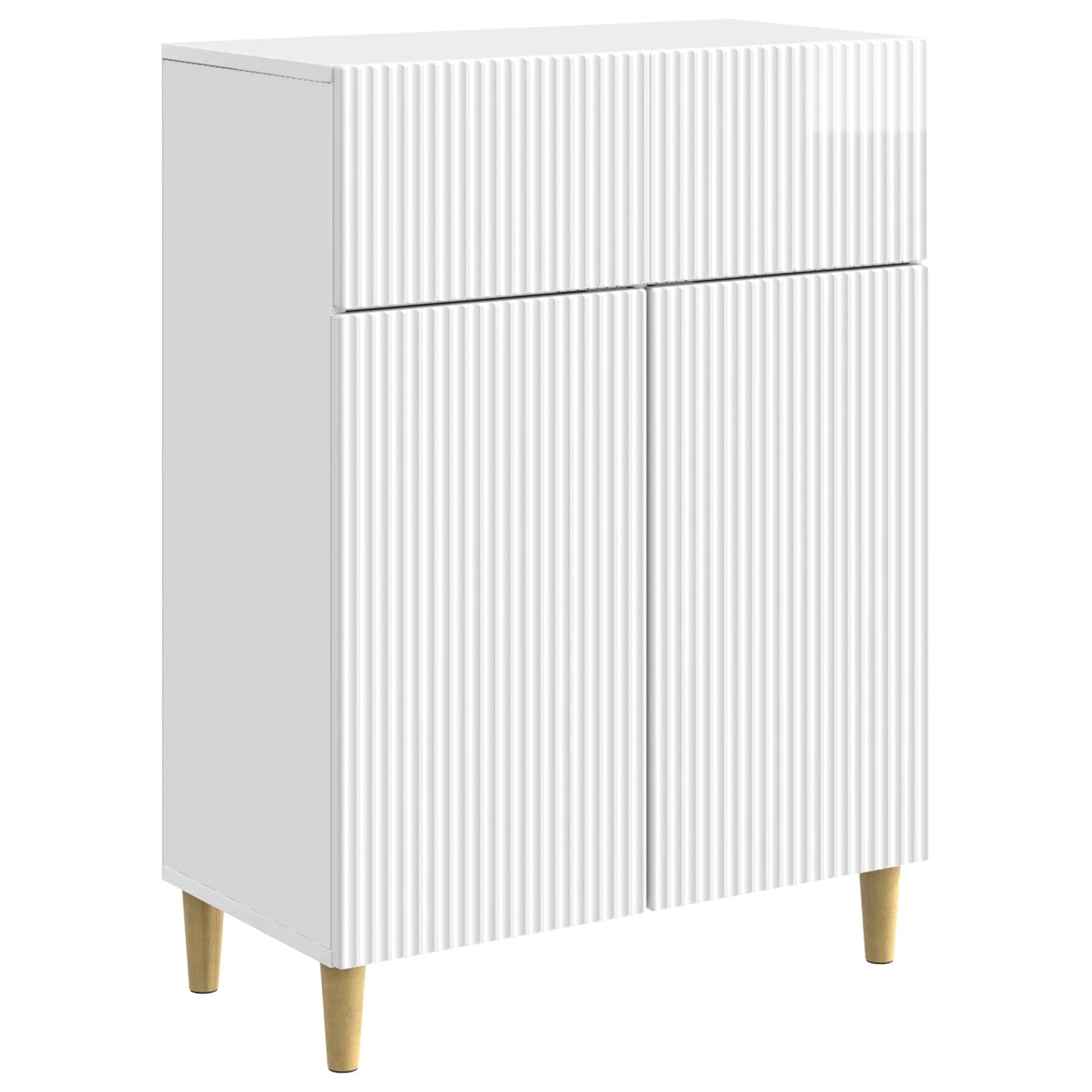 Credenza Bianco Lucido 66 x 34,5 x 90 cm Legno ingegnerizzato