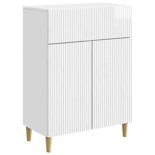 Credenza Bianco Lucido 66 x 34,5 x 90 cm Legno ingegnerizzato