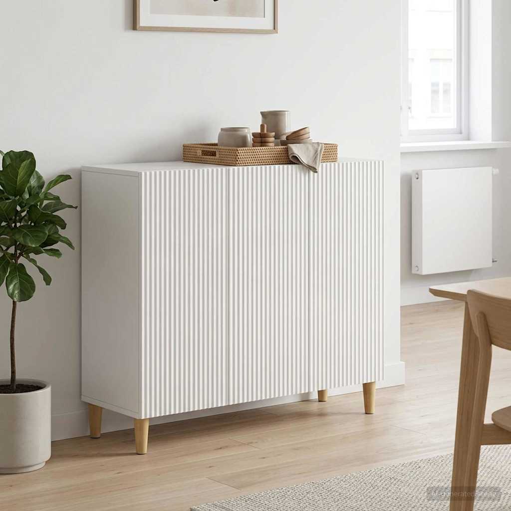 Credenza Bianco Lucido 89 x 34,5 x 80 cm Legno ingegnerizzato
