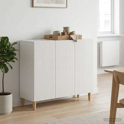 Credenza Bianco Lucido 89 x 34,5 x 80 cm Legno ingegnerizzato