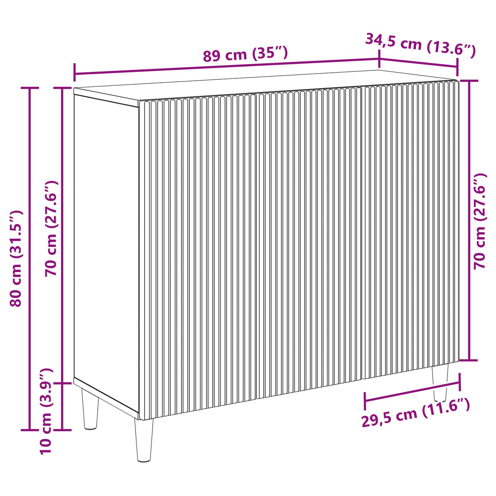 Credenza Bianco Lucido 89 x 34,5 x 80 cm Legno ingegnerizzato | homemem39