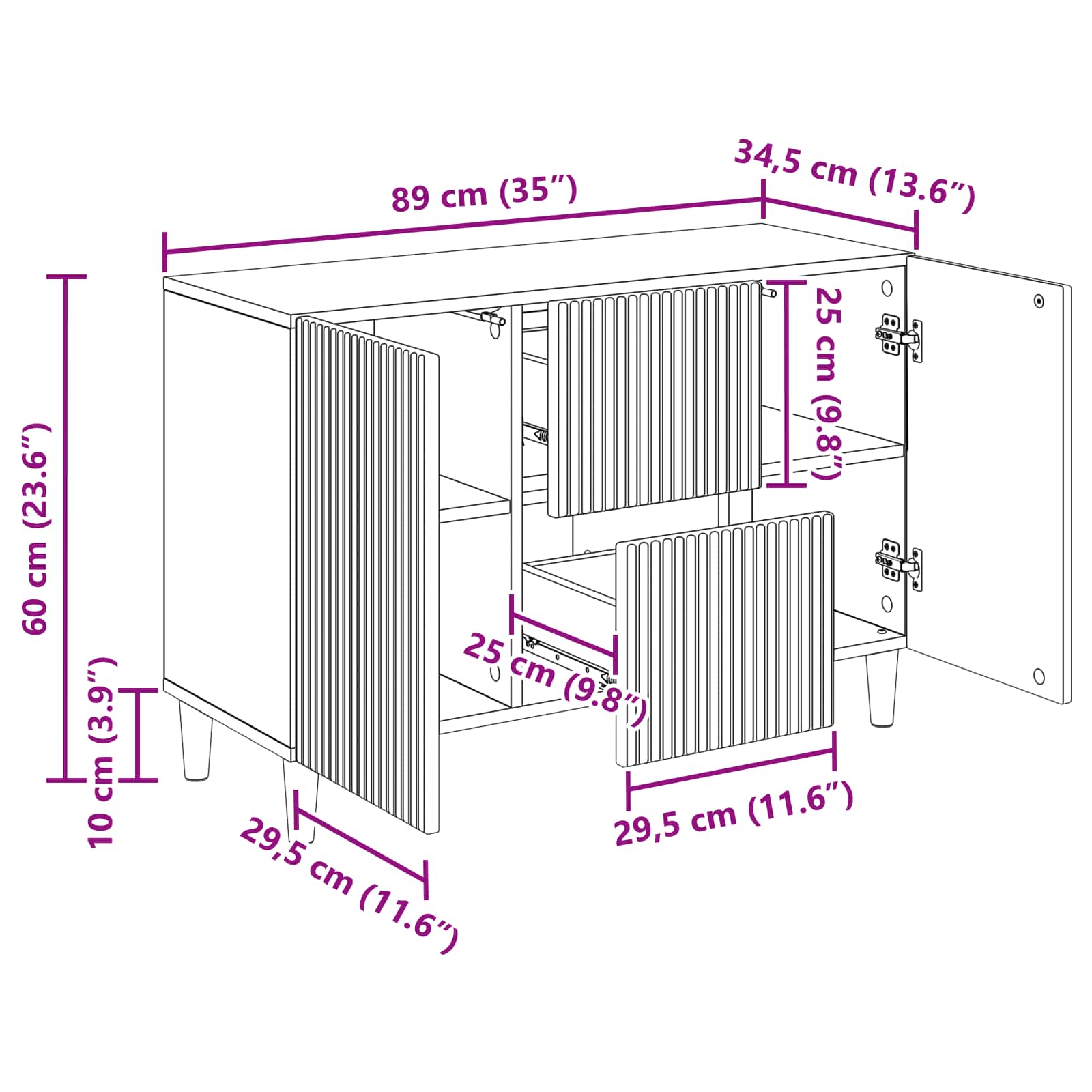 Credenza Nero 89 x 34,5 x 60 cm Legno ingegnerizzato | homemem39