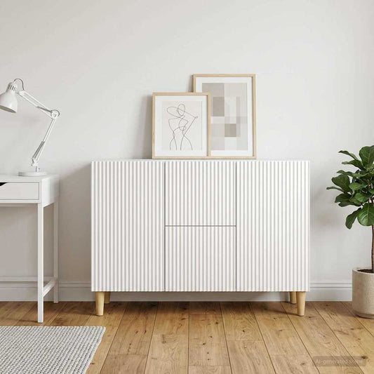 Credenza Bianco Lucido 89 x 34,5 x 60 cm Legno ingegnerizzato