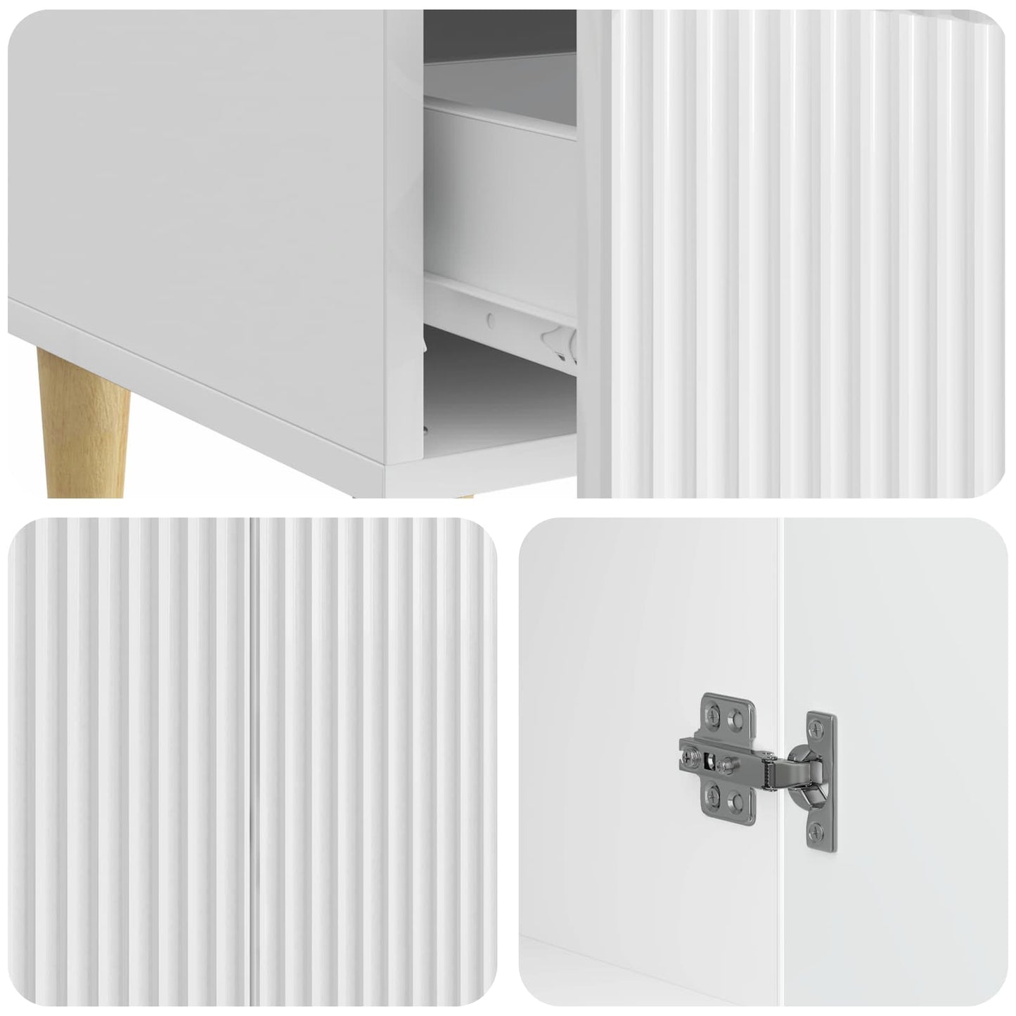 Credenza Bianco Lucido 66 x 34,5 x 95 cm Legno ingegnerizzato | homemem39