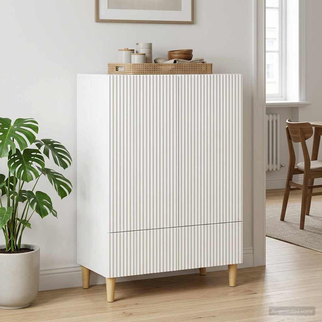 Credenza Bianco Lucido 66 x 34,5 x 95 cm Legno ingegnerizzato