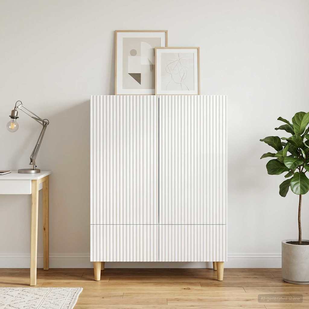 Credenza Bianco Lucido 66 x 34,5 x 95 cm Legno ingegnerizzato