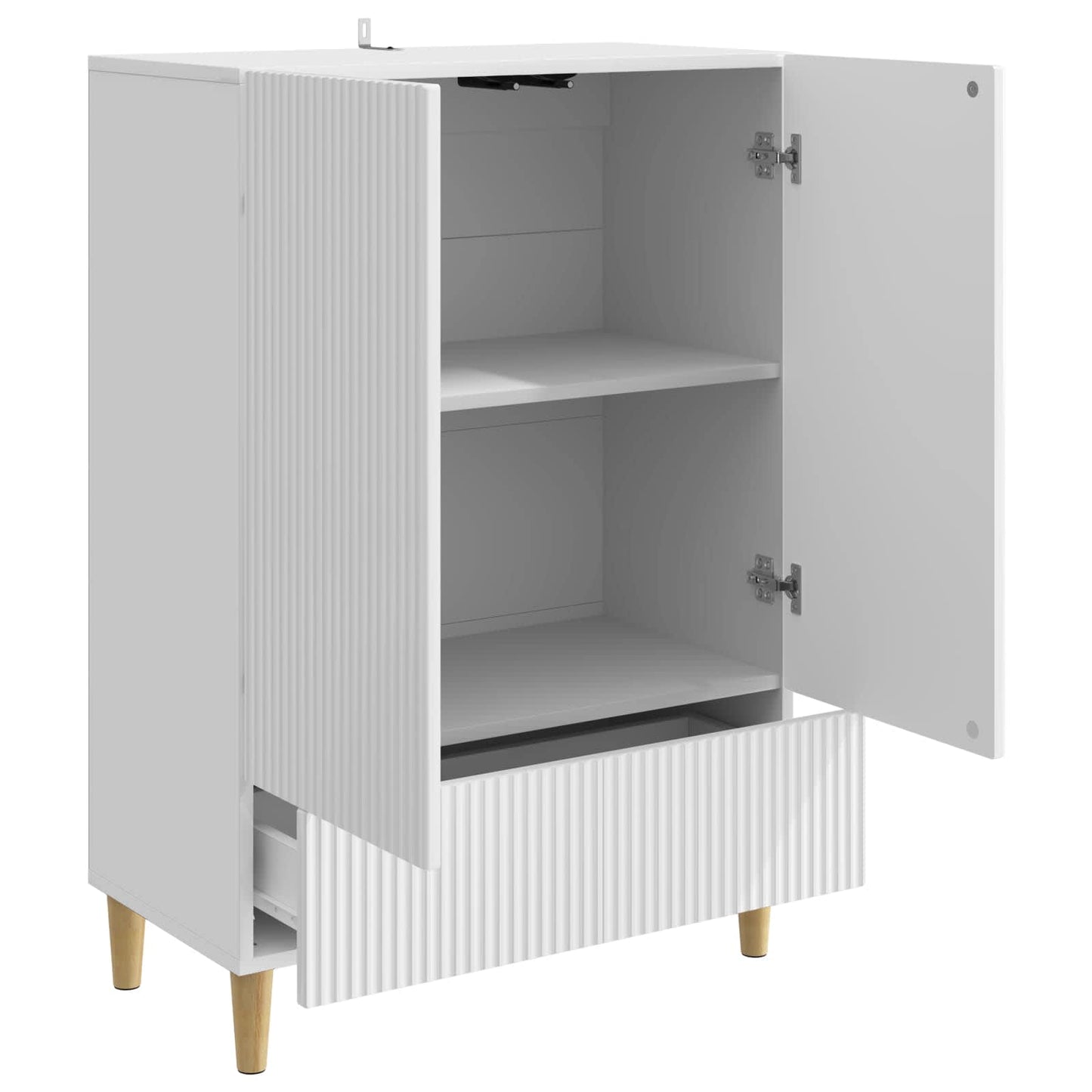 Credenza Bianco Lucido 66 x 34,5 x 95 cm Legno ingegnerizzato