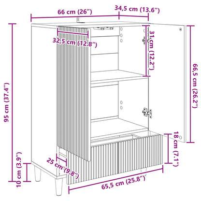 Credenza Bianco Lucido 66 x 34,5 x 95 cm Legno ingegnerizzato | homemem39