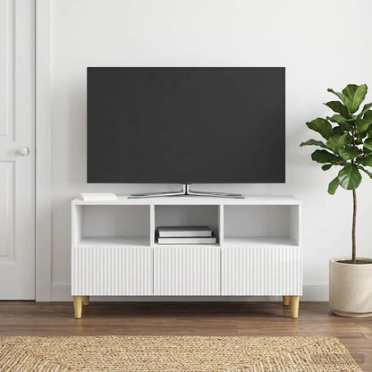 Mobile TV Bianco Lucido 102 x 34,5 x 50 cm Legno ingegnerizzato