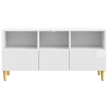 Mobile TV Bianco Lucido 102 x 34,5 x 50 cm Legno ingegnerizzato | homemem39