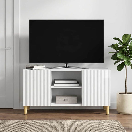 Mobile TV 102 x 34,5 x 50 cm Bianco Lucido Legno ingegnerizzato