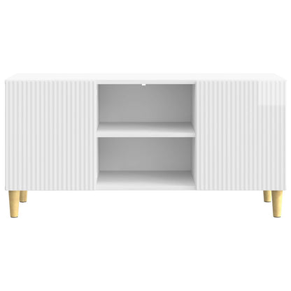 Mobile TV Bianco Lucido 102 x 34,5 x 50 cm Legno ingegnerizzato | homemem39