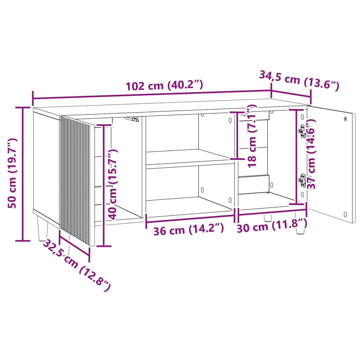 Mobile TV Bianco Lucido 102 x 34,5 x 50 cm Legno ingegnerizzato | homemem39