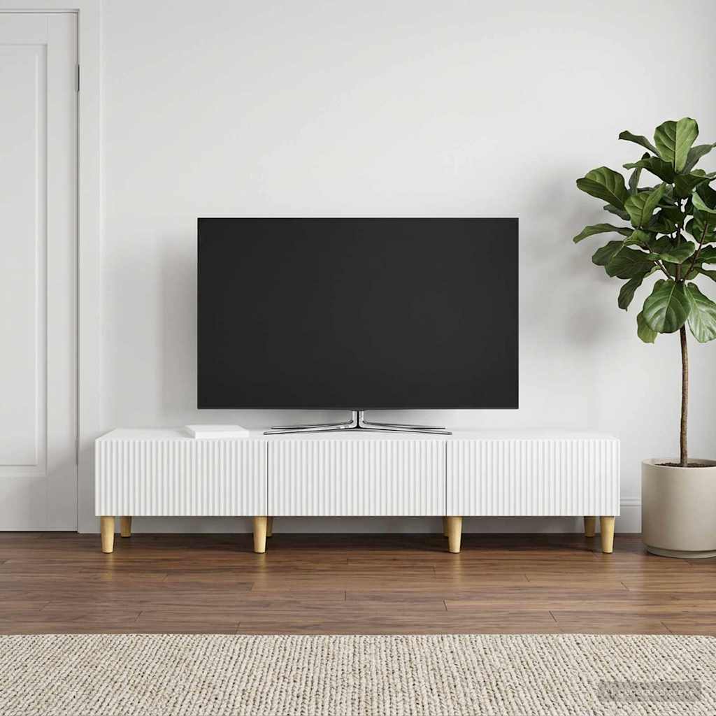 Mobile TV Bianco Lucido 147 x 34,5 x 30 cm Legno ingegnerizzato