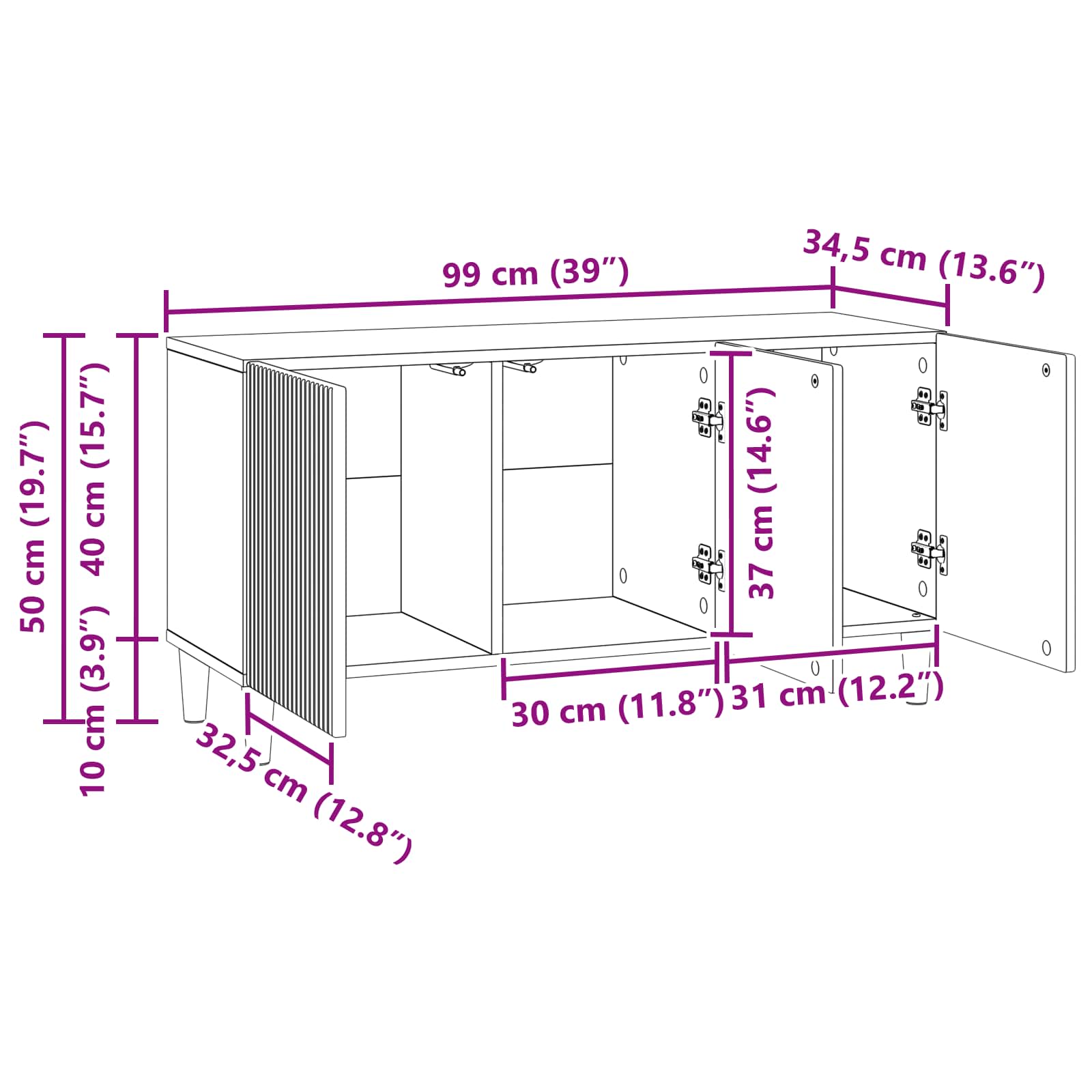 Mobile TV Bianco Lucido 99 x 34,5 x 50 cm Legno ingegnerizzato | homemem39