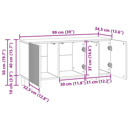 Mobile TV Bianco Lucido 99 x 34,5 x 50 cm Legno ingegnerizzato | homemem39