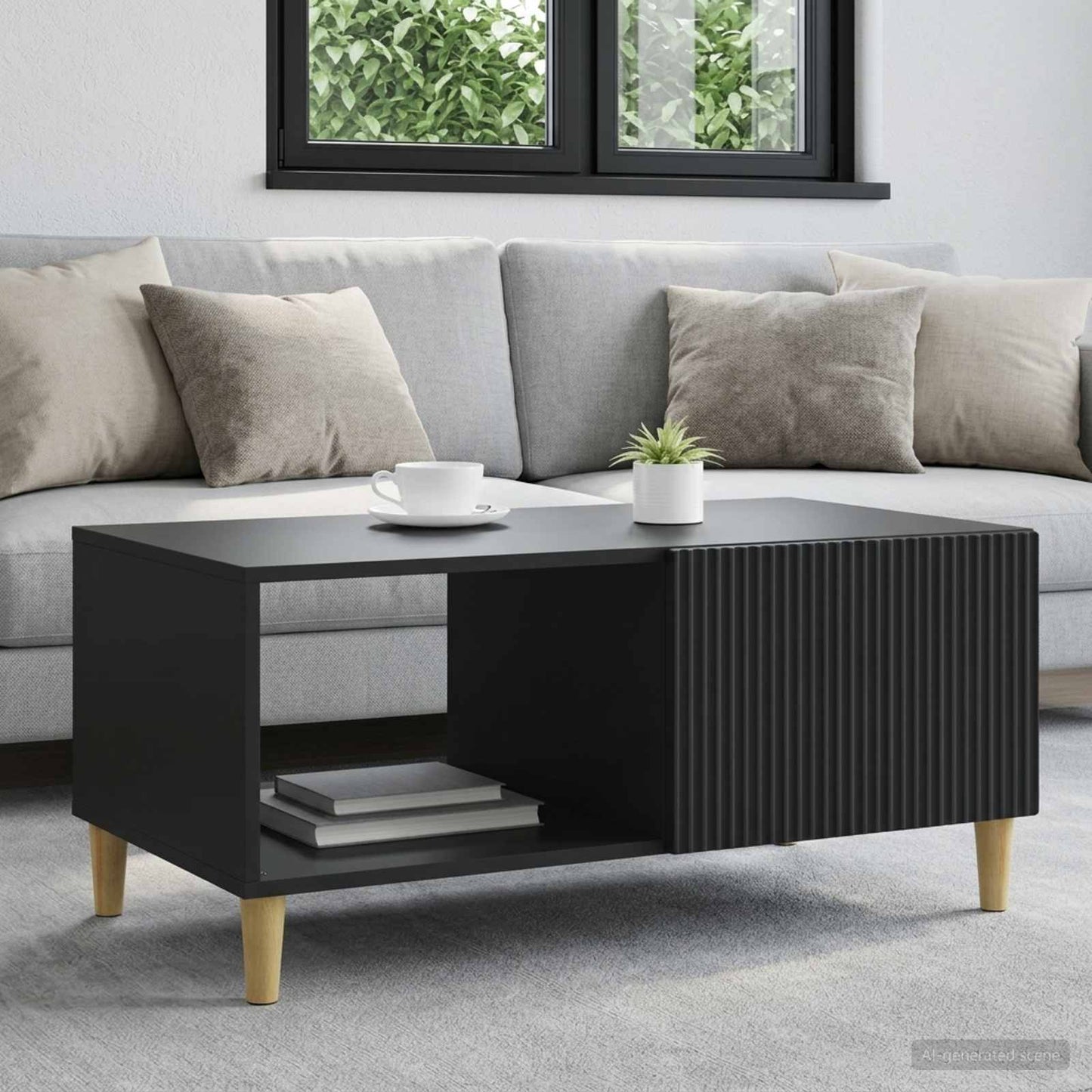 Tavolino da salotto Nero 90 x 50 x 40 cm Legno ingegnerizzato