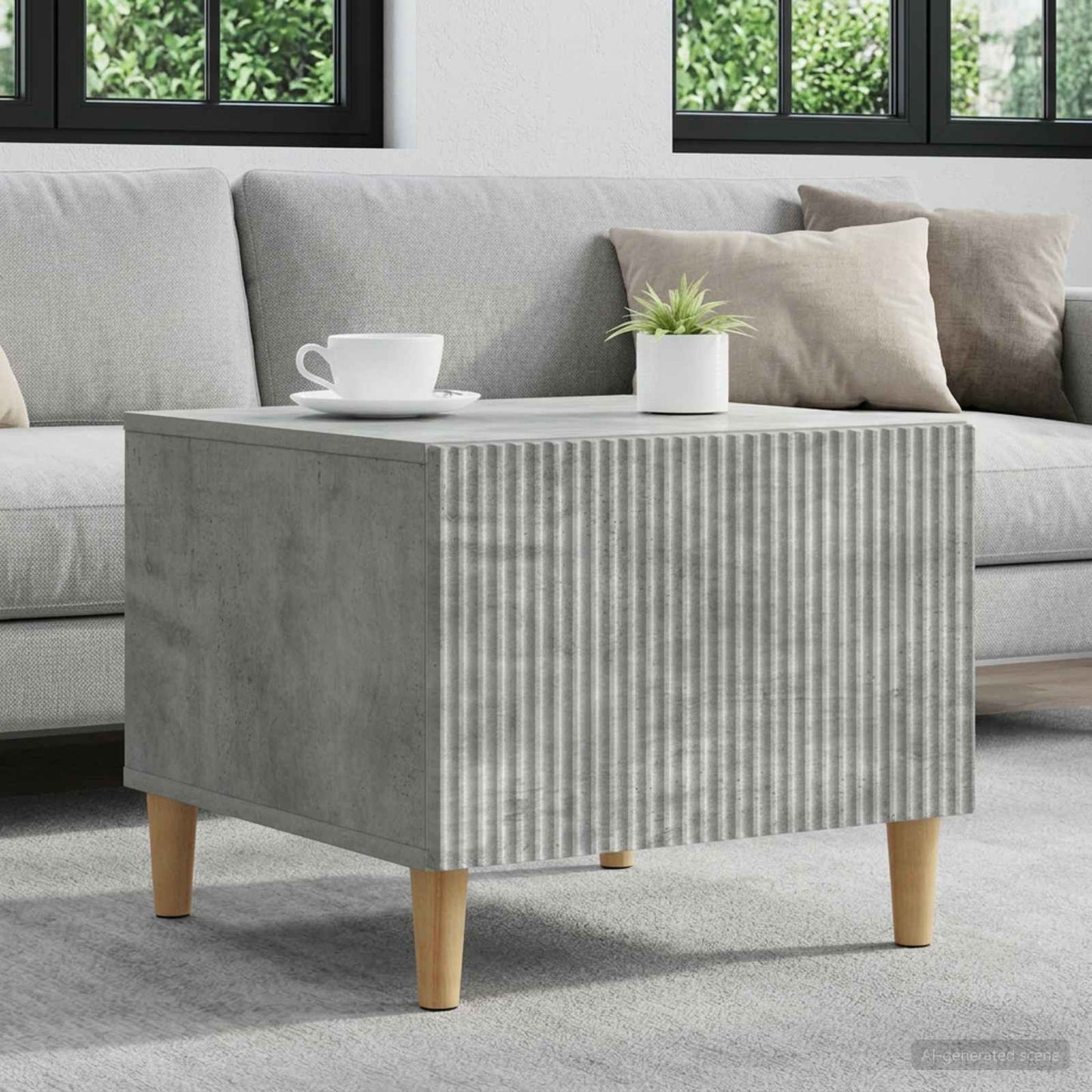 Tavolino da salotto con cassetto Grigio Cemento 49 x 50 x 40 cm