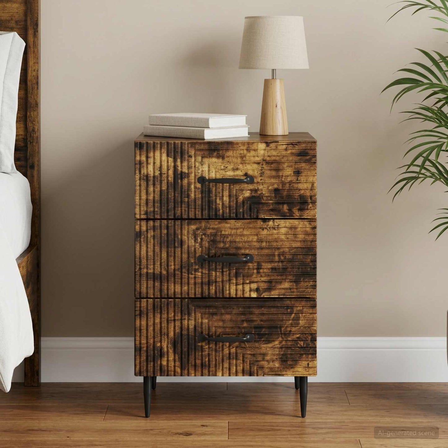 Armadio da Notte con cassetto Rovere Fumo 43 x 41 x 66,5 cm | homemem39