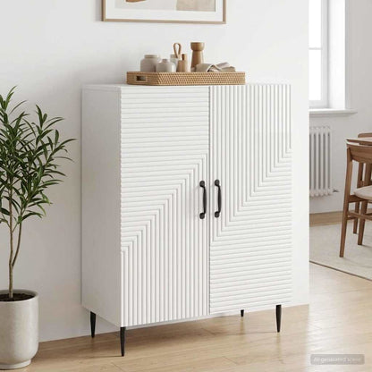 Credenza Bianco Lucido 66 x 34,5 x 89,5 cm Legno ingegnerizzato