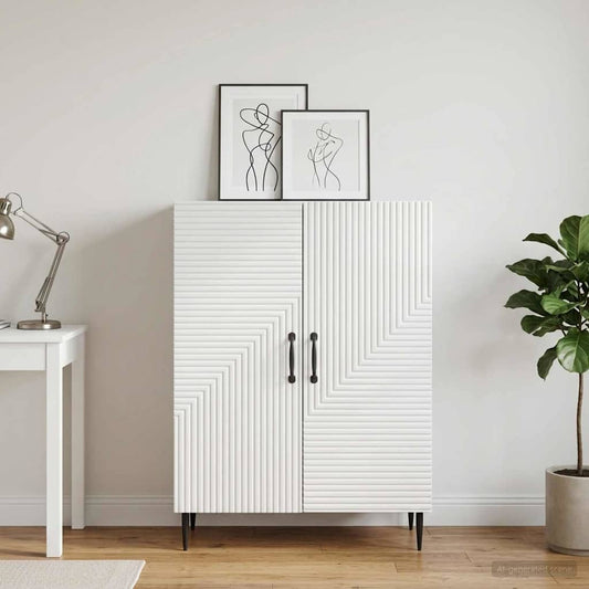 Credenza Bianco Lucido 66 x 34,5 x 89,5 cm Legno ingegnerizzato
