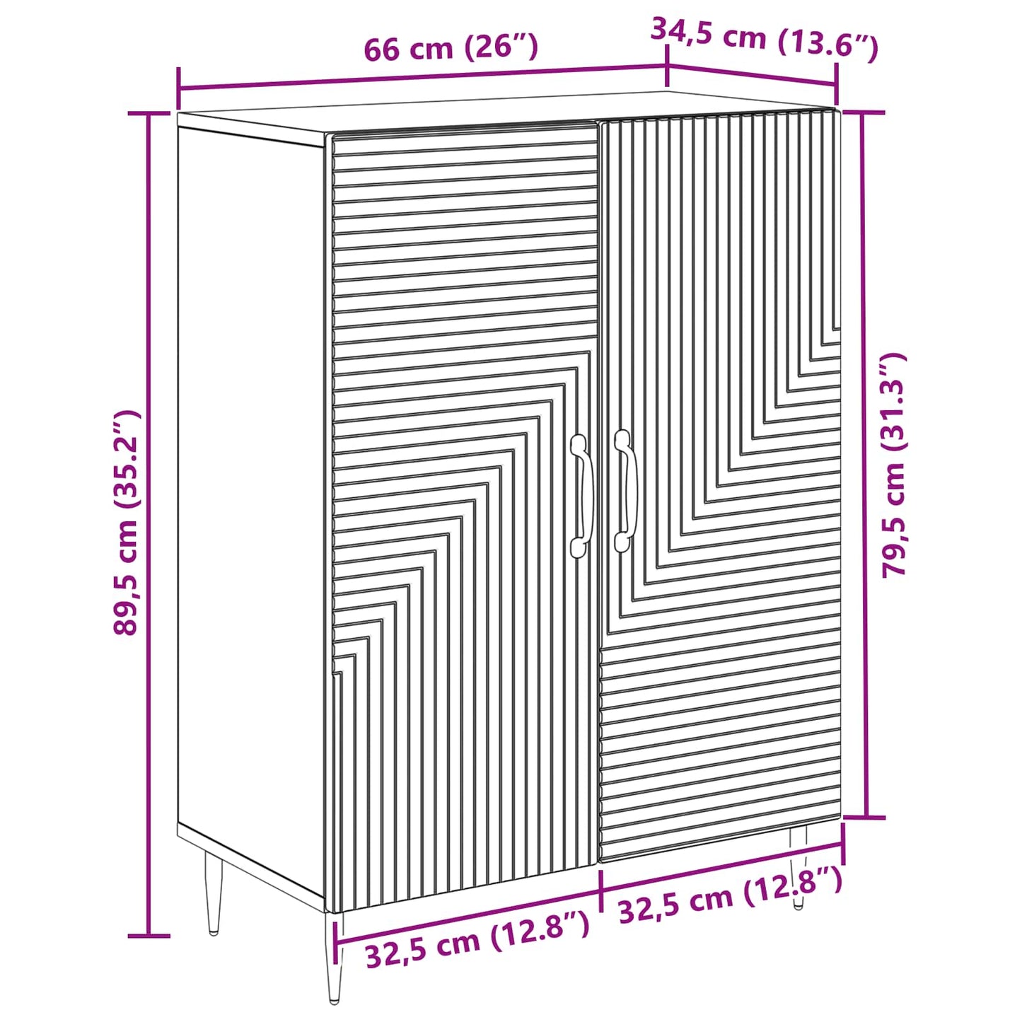 Credenza Legno antico 66 x 34,5 x 89,5 cm Legno ingegnerizzato