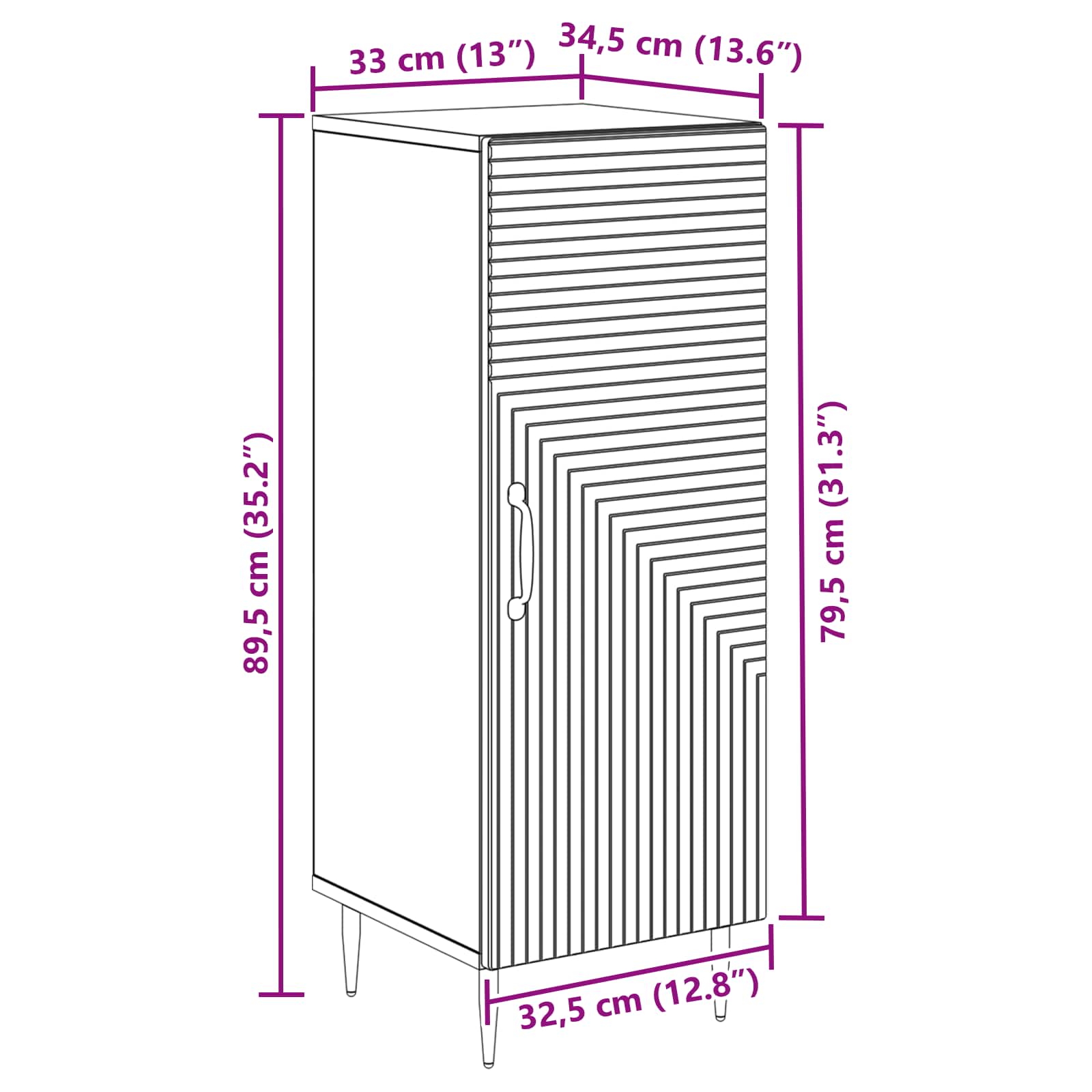 Credenza Grigio Cemento 33 x 34,5 x 89,5 cm | homemem39
