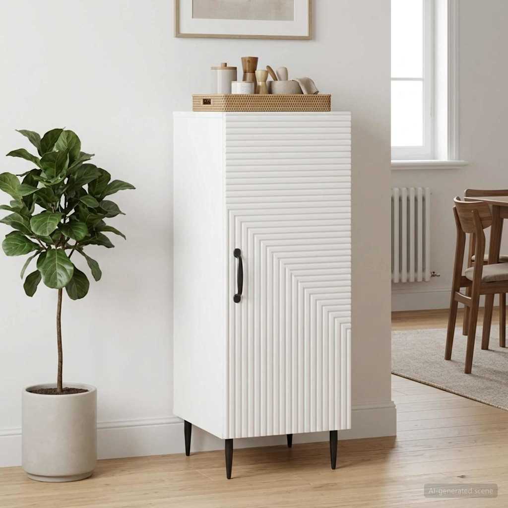 Credenza Bianco Lucido 33 x 34,5 x 89,5 cm Legno ingegnerizzato