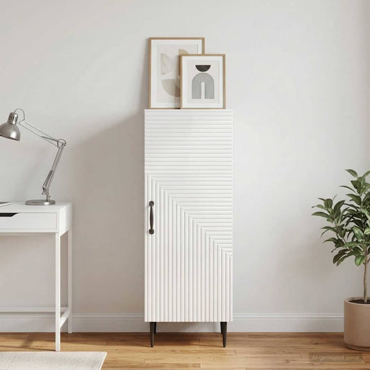 Credenza Bianco Lucido 33 x 34,5 x 89,5 cm Legno ingegnerizzato