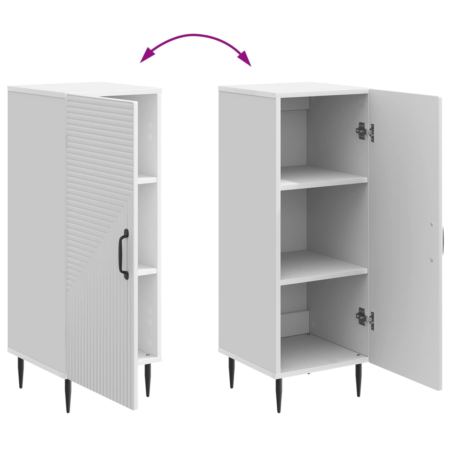 Credenza Bianco Lucido 33 x 34,5 x 89,5 cm Legno ingegnerizzato