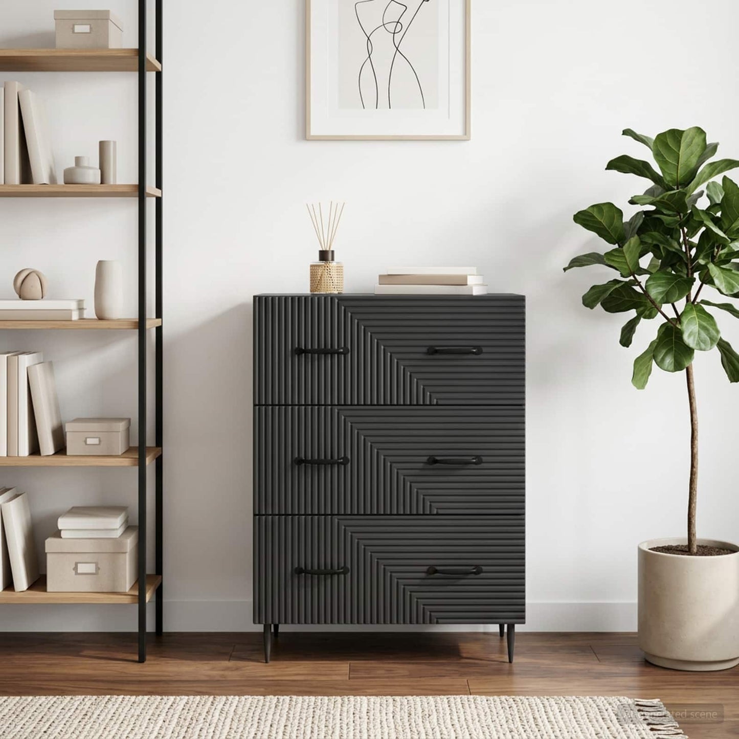 Mobile con Cassetti Nero 66 x 34,5 x 89,5 cm