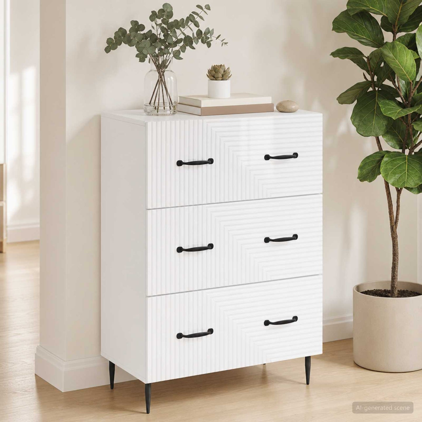 Mobile con Cassetti Bianco Lucido 66 x 34,5 x 89,5 cm