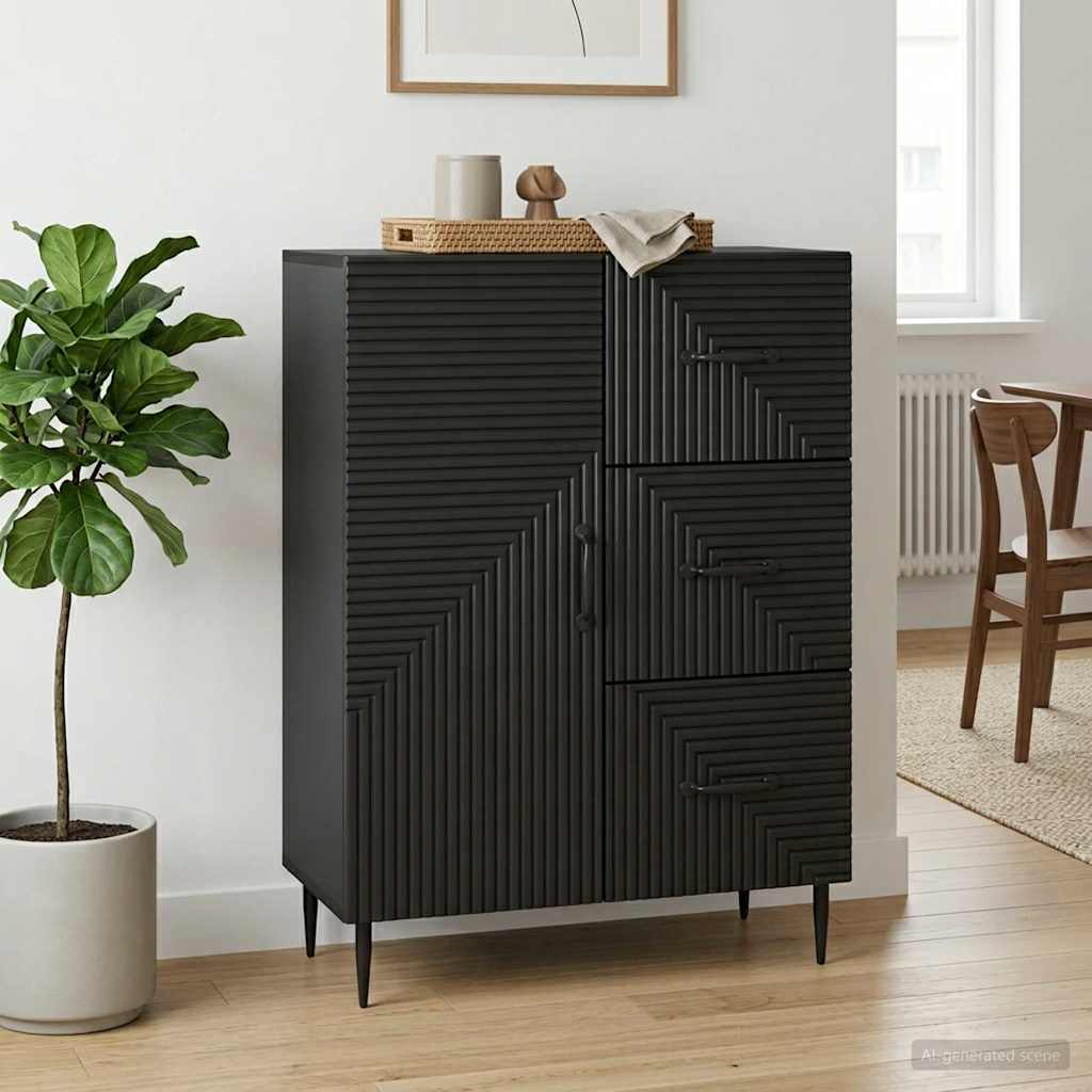 Credenza Nero 66 x 34,5 x 89,5 cm Legno ingegnerizzato