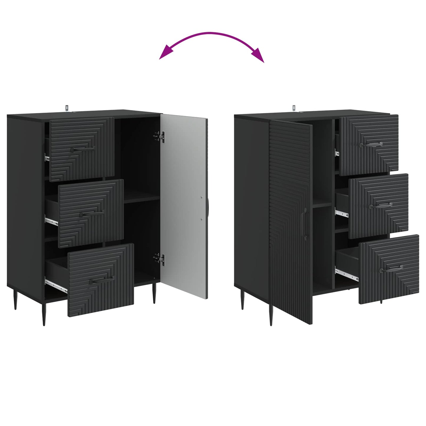 Credenza Nero 66 x 34,5 x 89,5 cm Legno ingegnerizzato