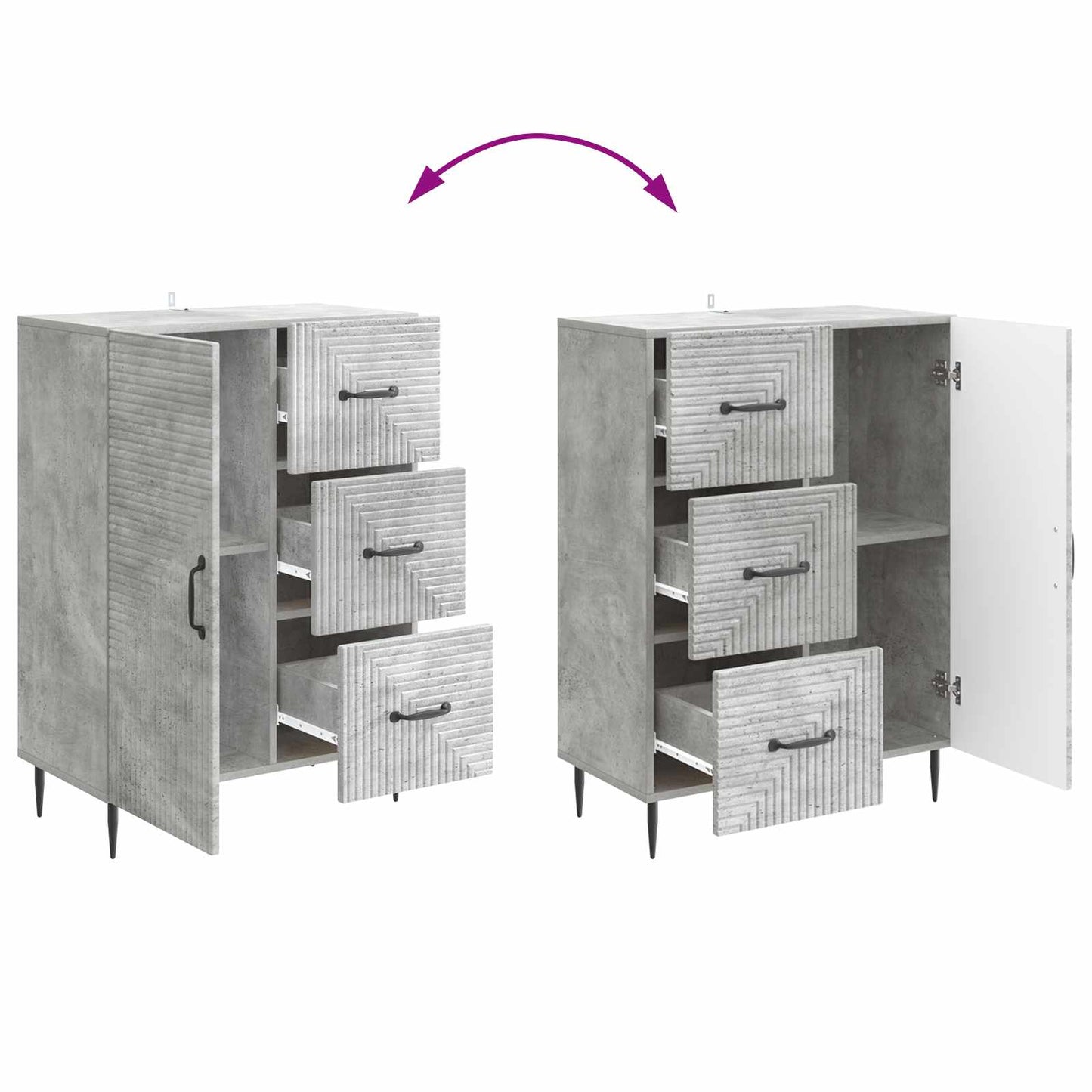 Credenza con cassetto Grigio Cemento 66 x 34,5 x 89,5 cm