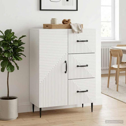 Credenza Bianco Lucido 66 x 34,5 x 89,5 cm Legno ingegnerizzato