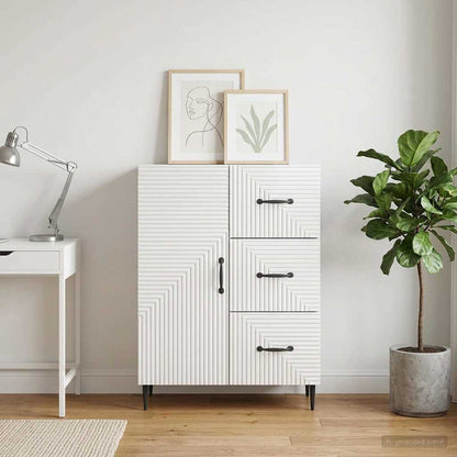 Credenza Bianco Lucido 66 x 34,5 x 89,5 cm Legno ingegnerizzato
