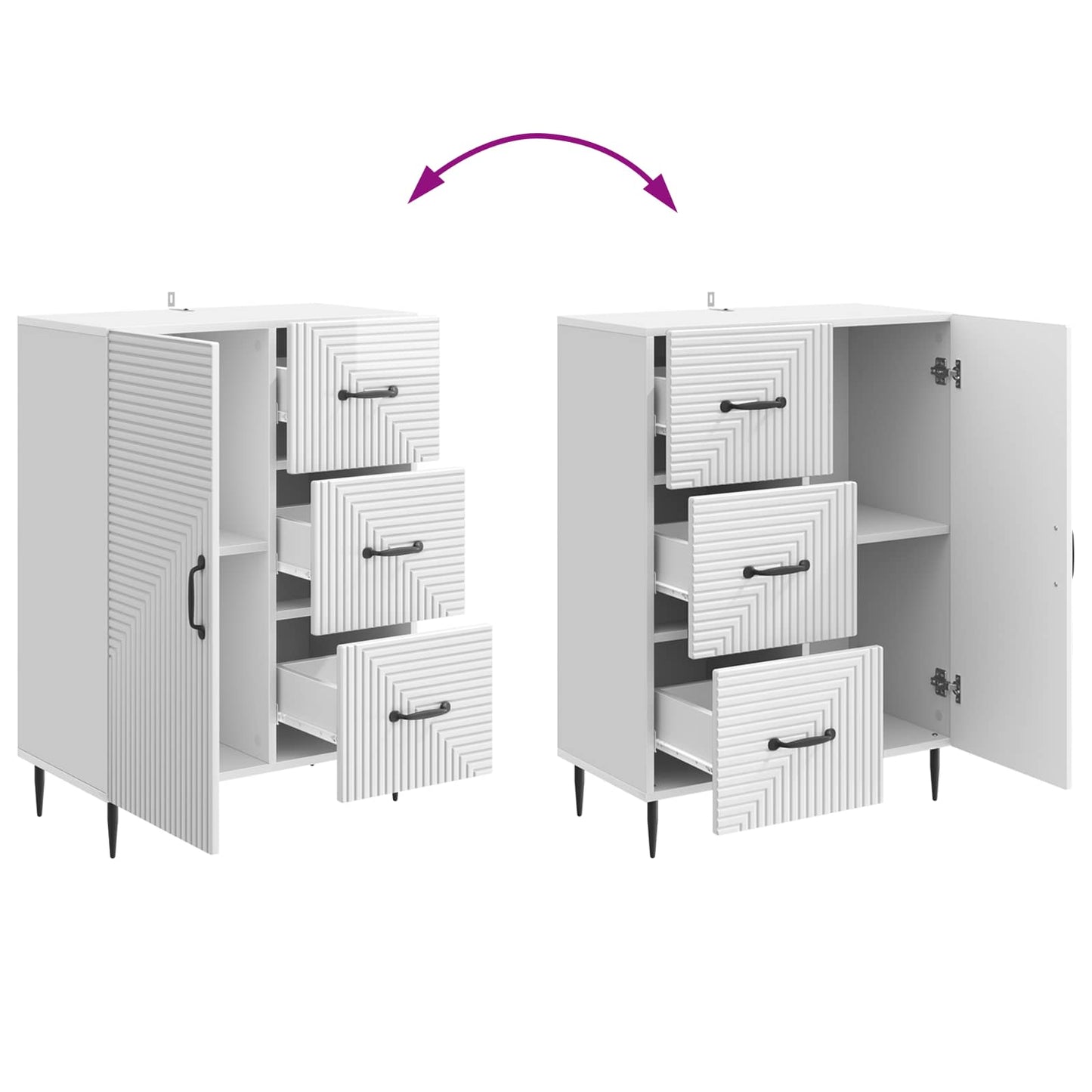 Credenza Bianco Lucido 66 x 34,5 x 89,5 cm Legno ingegnerizzato
