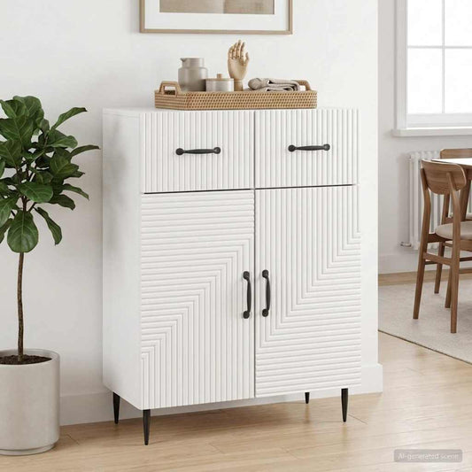 Credenza Bianco Lucido 66 x 34,5 x 89,5 cm Legno ingegnerizzato