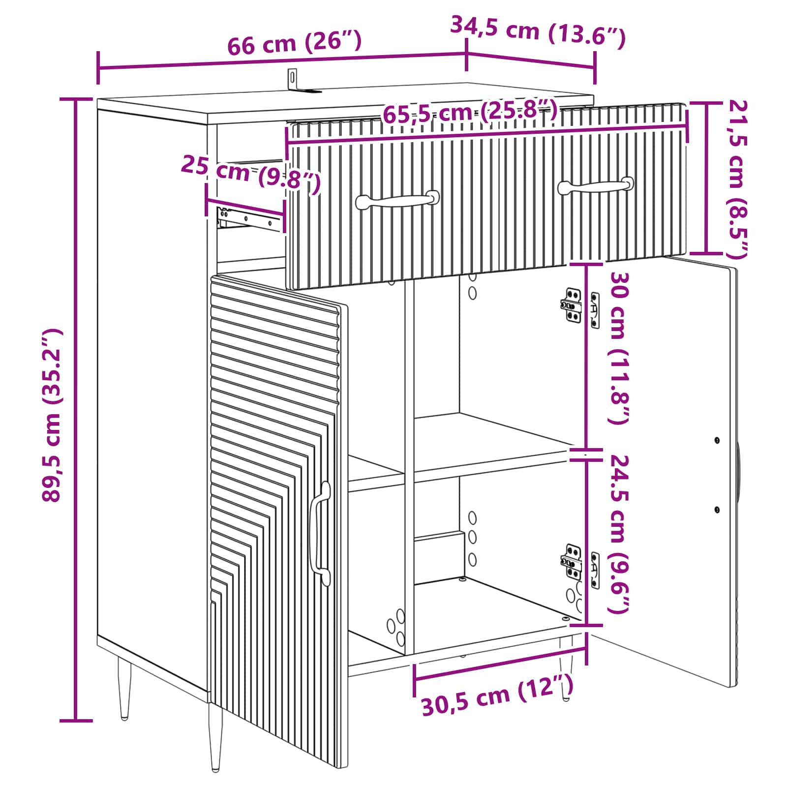 Credenza Legno antico 66 x 34,5 x 89,5 cm Legno ingegnerizzato | homemem39