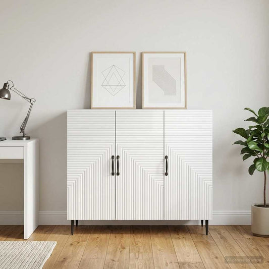 Credenza Bianco Lucido 89 x 34,5 x 80 cm Legno ingegnerizzato