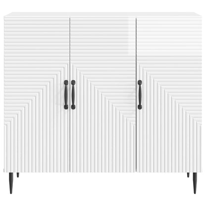 Credenza Bianco Lucido 89 x 34,5 x 80 cm Legno ingegnerizzato