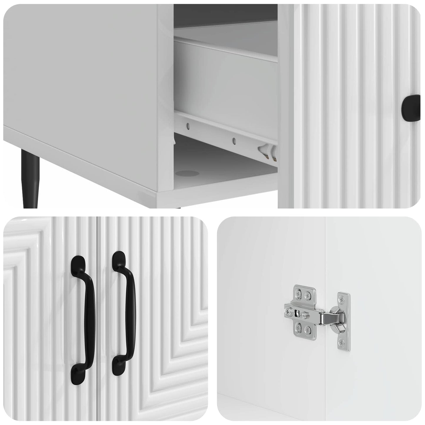 Credenza Bianco Lucido 66 x 34,5 x 95 cm Legno ingegnerizzato