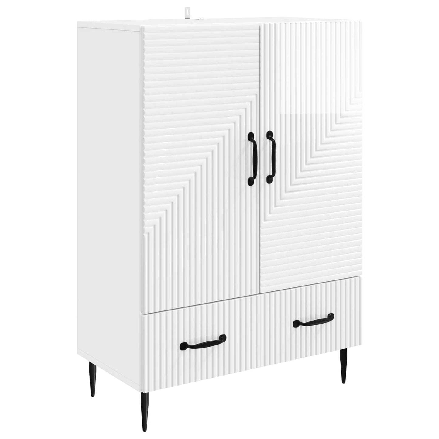 Credenza Bianco Lucido 66 x 34,5 x 95 cm Legno ingegnerizzato