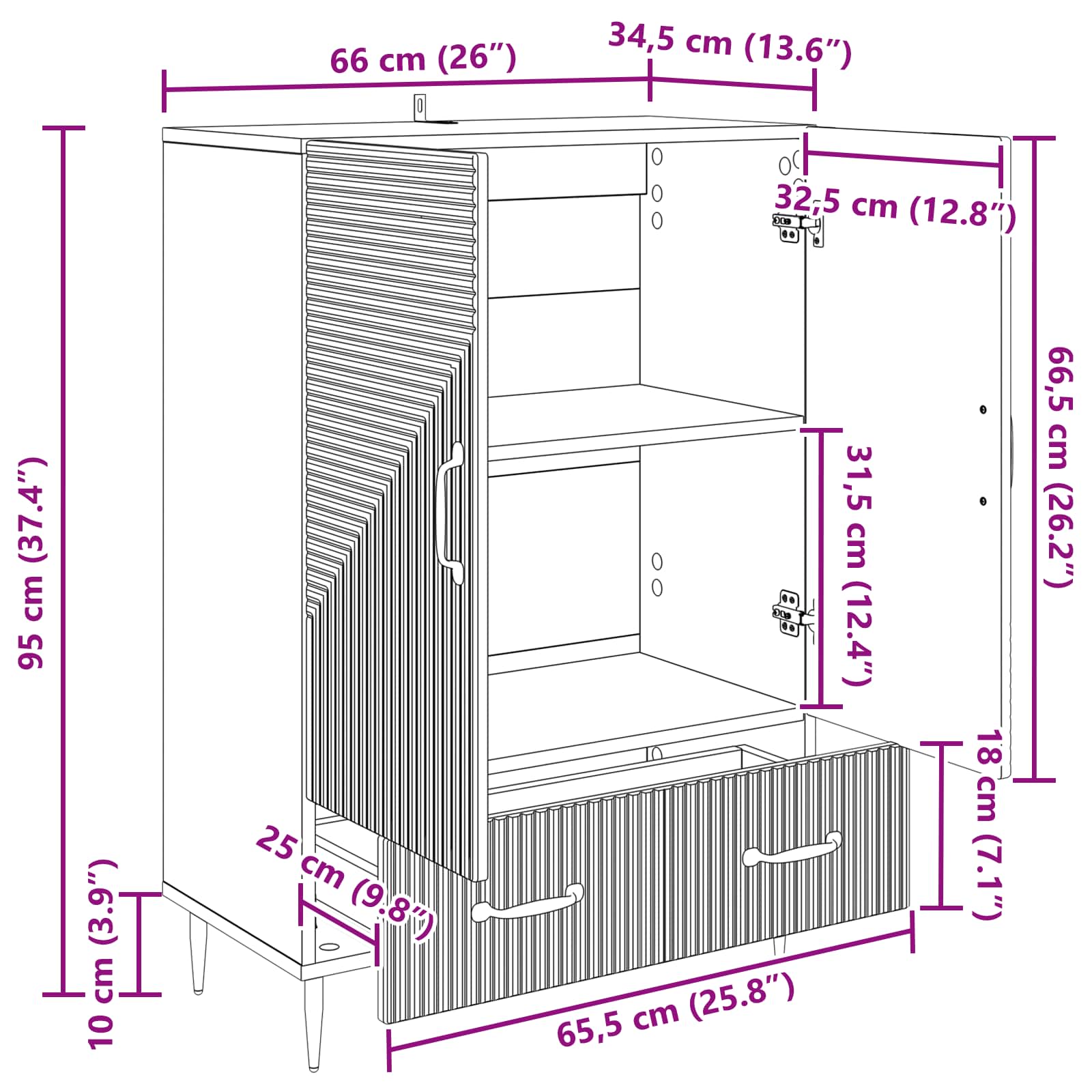 Credenza Grigio Sonoma 66 x 34,5 x 95 cm Legno ingegnerizzato | homemem39
