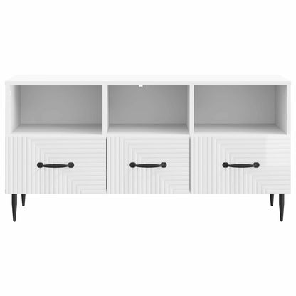 Mobile TV Bianco Lucido 102 x 34,5 x 50 cm Legno ingegnerizzato | homemem39